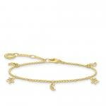 Thomas Sabo Aranyozott ezüst karkötő holddal és csillaggal A1994-414-14-L19v