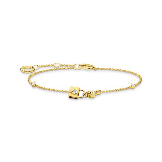 Thomas Sabo Aranyozott ezüst karkötő lakat és kulcs medállal A2040-414-14-L19v