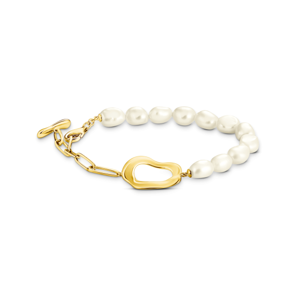 Thomas Sabo Aranyozott ezüst karkötő tenyésztett gyöngyökkel A2190-430-14-L19v