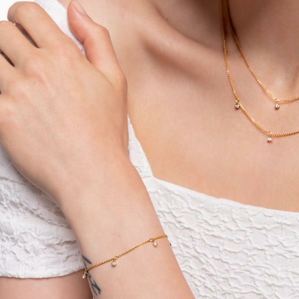 Thomas Sabo Aranyozott ezüst karkötő virág cirkónia dísszel A1998-414-14-L19v