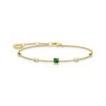 Thomas Sabo Aranyozott ezüst karkötő zöld és fehér kövekkel A2059-971-7-L19V