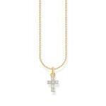 Thomas Sabo Aranyozott ezüst nyaklánc áttetsző kereszt medállal KE2226-414-14-L45v