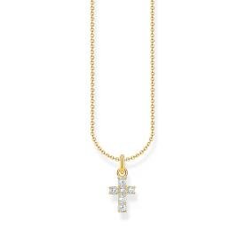 Thomas Sabo Aranyozott ezüst nyaklánc áttetsző kereszt medállal KE2226-414-14-L45v