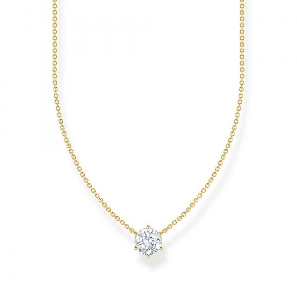 Thomas Sabo Aranyozott ezüst nyaklánc áttetsző medállal KE2210-414-14-L45V