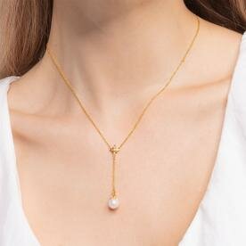 Thomas Sabo Aranyozott ezüst nyaklánc csillaggal tenyésztett gyönggyel KE1986-445-14-L45v
