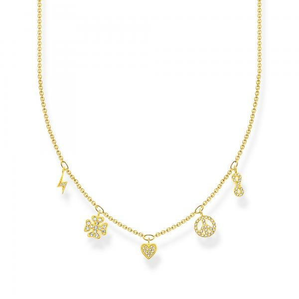 Thomas Sabo Aranyozott ezüst nyaklánc köves szimbólumokkal KE2123-414-14-L42v