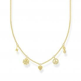 Thomas Sabo Aranyozott ezüst nyaklánc köves szimbólumokkal KE2123-414-14-L42v