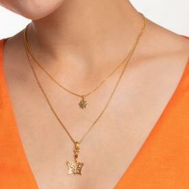 Thomas Sabo Aranyozott ezüst nyaklánc lóhere medállal KE2037-413-39-L45v
