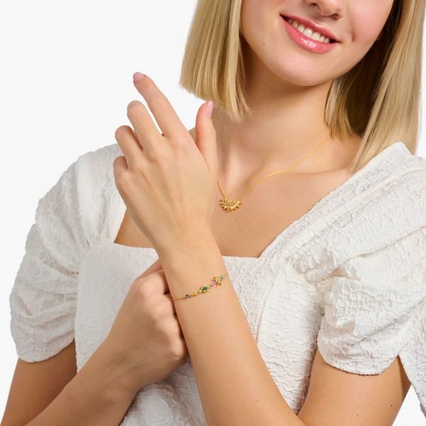Thomas Sabo Aranyozott ezüst nyaklánc napsugarakkal és színes kövekkel KE2203-488-7-L45v