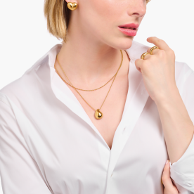 Thomas Sabo Aranyozott ezüst nyaklánc organikus csepp medállal KE2281-413-39-L50V