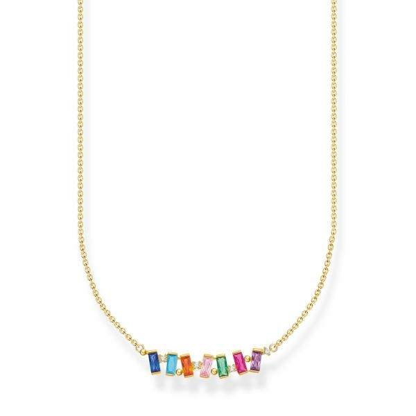 Thomas Sabo Aranyozott ezüst nyaklánc színes és fehér kövekkel KE2095-488-7-L45v
