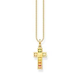 Thomas Sabo Aranyozott ezüst nyaklánc színes köves kereszt medállal KE2166-996-7-L45V