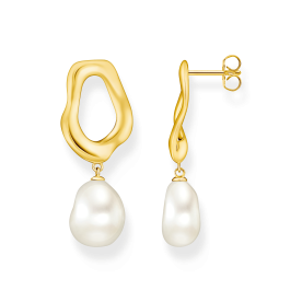 Thomas Sabo Aszimmetrikus bedugós aranyozott ezüst fülbevaló tenyésztett gyönggyel H2322-430-14