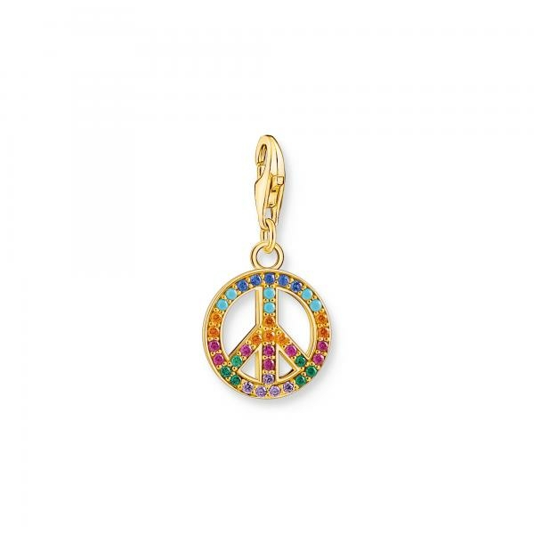 Thomas Sabo Béke jel aranyozott ezüst charm színes kövekkel 1898-488-7