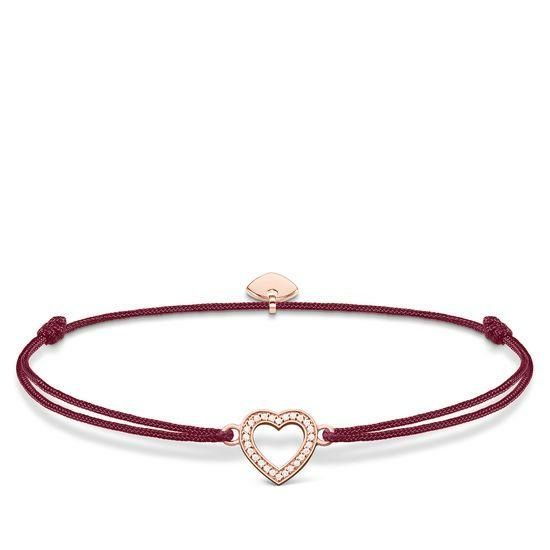 Thomas Sabo Bordó textil karkötő rozé szívvel LS040-898-10-L20