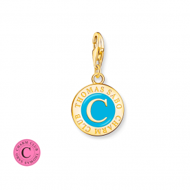 Thomas Sabo Charmista Coin aranyozott ezüst charm kék tűzzománccal 2099-427-17