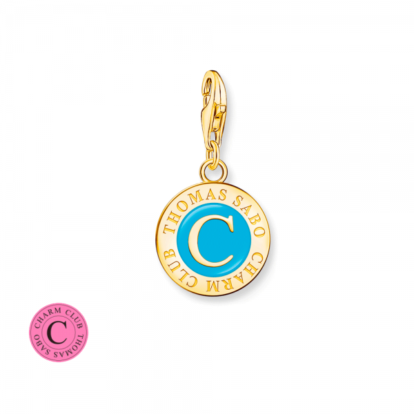 Thomas Sabo Charmista Coin aranyozott ezüst charm kék tűzzománccal 2099-427-17