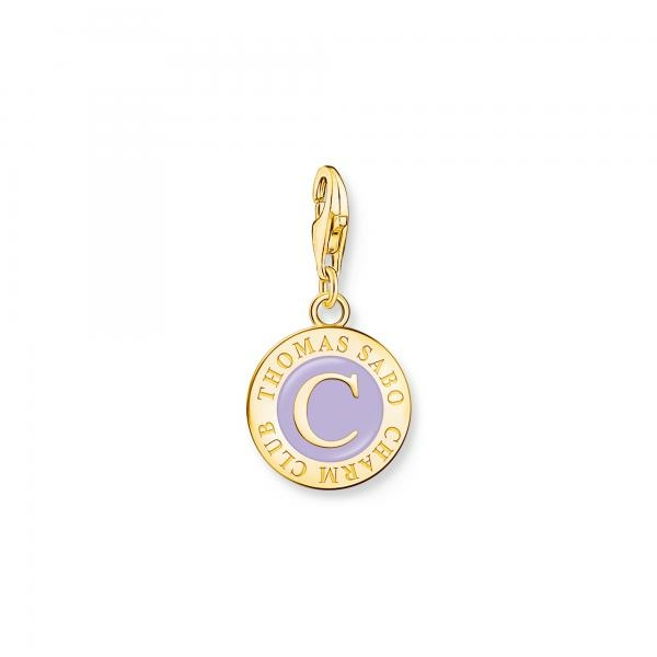 Thomas Sabo Charmista Coin aranyozott ezüst charm lila tűzzománccal 2105-427-13