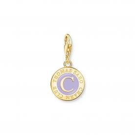 Thomas Sabo Charmista Coin aranyozott ezüst charm lila tűzzománccal 2105-427-13