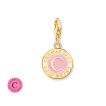 Thomas Sabo Charmista Coin aranyozott ezüst charm rózsaszín tűzzománccal 2097-427-9