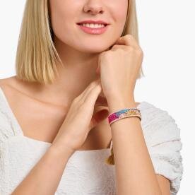 Thomas Sabo Charmista rózsaszín kék zöld és arany textil karkötő ACC0046-302-7-L24v
