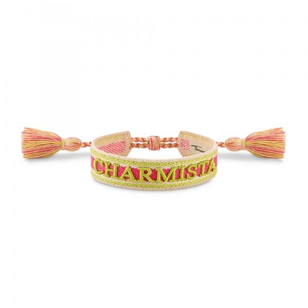 Thomas Sabo Charmista rózsaszín zöld és narancs textil karkötő ACC0049-302-7-L24v