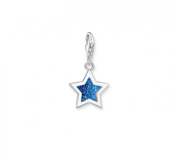 Thomas Sabo Ezüst csillag charm kék glitteres tűzzománccal 2055-007-32