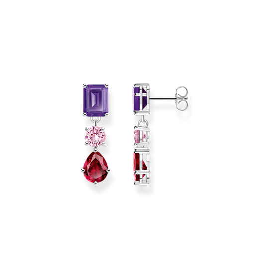 Thomas Sabo Ezüst fülbevaló lila rózsaszín piros kövekkel H2278-013-7