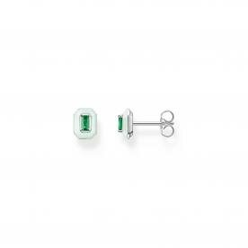 Thomas Sabo Ezüst fülbevaló zöld kővel és tűzzománccal H2270-496-6