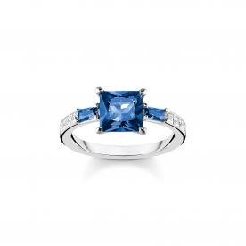 Thomas Sabo Ezüst gyűrű kék és fehér közepes kövekkel 