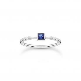 Thomas Sabo Ezüst gyűrű négyzet alakú kék kis kővel 