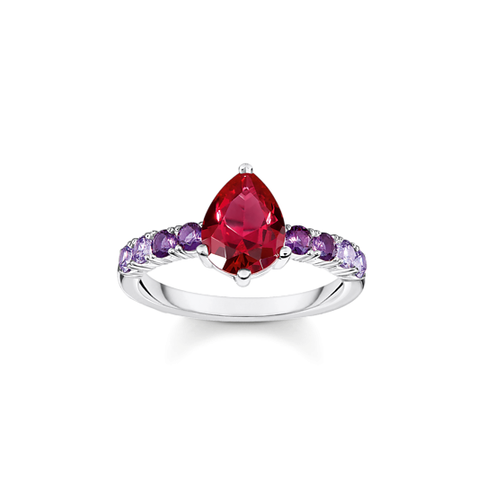 Thomas Sabo Ezüst gyűrű piros és lila kövekkel 