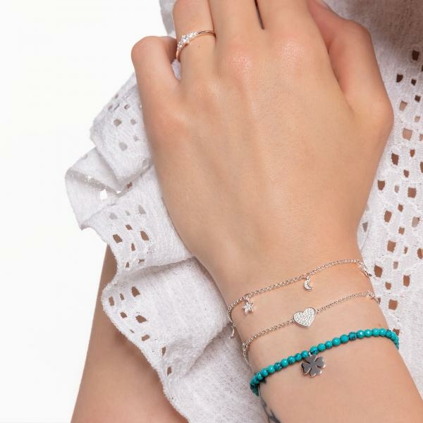Thomas Sabo Ezüst karkötő köves lóherével A1993-051-14-L19v