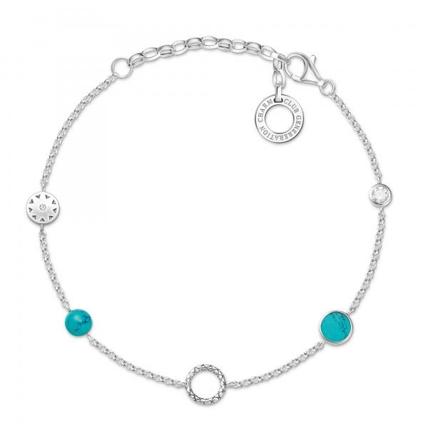 Thomas Sabo Ezüst karkötő türkizzel cirkóniával X0271-646-7-L19v