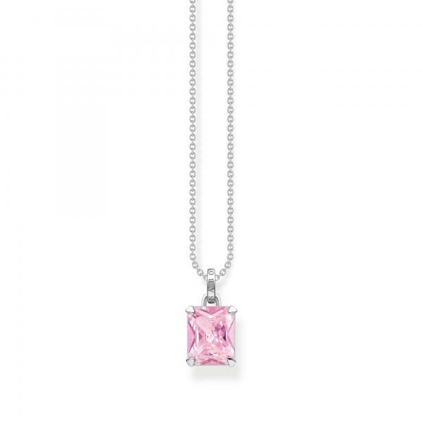 Thomas Sabo Ezüst nyaklánc kis téglalap alakú rózsaszín kővel KE1964-051-9-L45V
