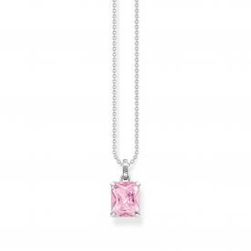 Thomas Sabo Ezüst nyaklánc kis téglalap alakú rózsaszín kővel KE1964-051-9-L45V