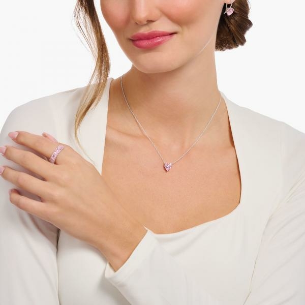 Thomas Sabo Ezüst nyaklánc rózsaszín szív alakú medállal KE2211-051-9-L45v