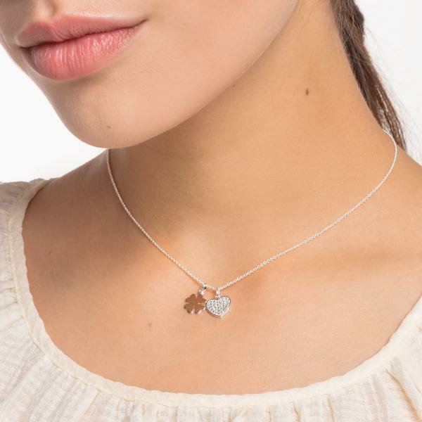 Thomas Sabo Ezüst nyaklánc szív és lóhere medállal KE2047-051-14-L45v