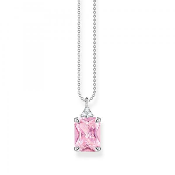Thomas Sabo Ezüst nyaklánc téglalap alakú rózsaszín kővel KE2089-051-9-L45V