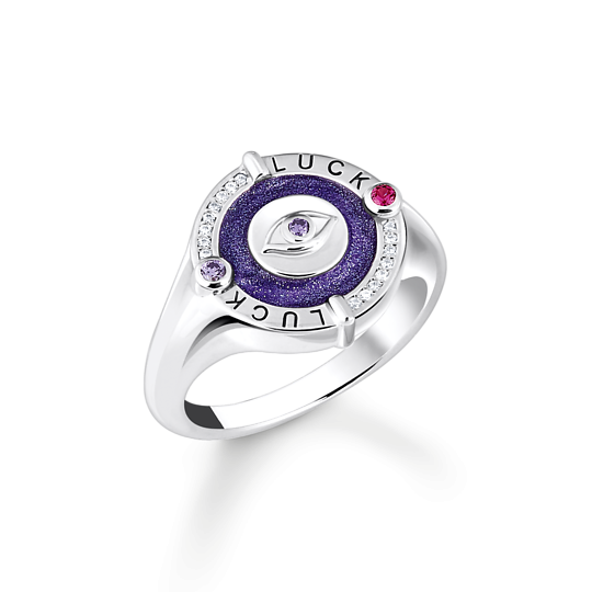 Thomas Sabo Ezüst pecsétgyűrű lila tűzzománccal  