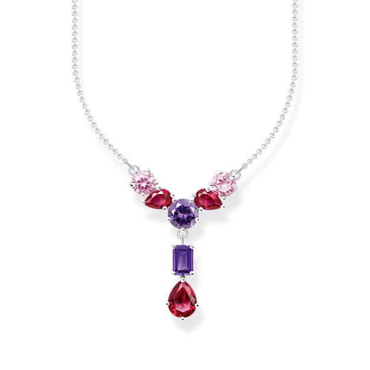 Thomas Sabo Ezüst Y nyaklánc piros lila rózsaszín kövekkel KE2195-477-7-L45V