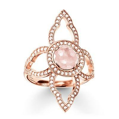 Thomas Sabo Fatima kertje 18K rosé arannyal bevont ezüst gyűrű cirkóniával rózsakvarccal TR2067-417-9-54