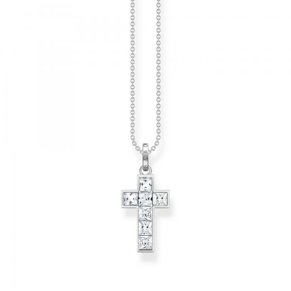 Thomas Sabo Fehér köves kereszt ezüst nyaklánc  KE2166-051-14-L45v