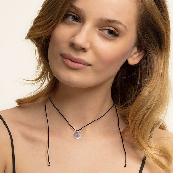 Thomas Sabo Fekete textil choker gravírozható ezüst lappal LSKE001-173-11-L80