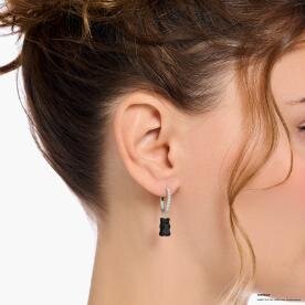 Thomas Sabo Fél pár ezüst karika fülbevaló fekete Haribo gumi macival CR726-052-11