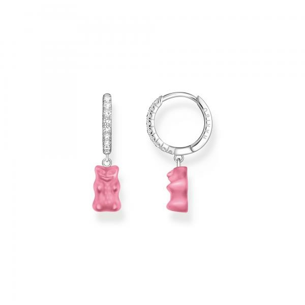 Thomas Sabo Fél pár ezüst karika fülbevaló rózsaszín Haribo gumi macival CR726-052-9