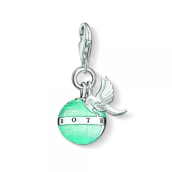 Thomas Sabo Földgömb és galamb ezüst charm tűzzománccal 1349-664-31