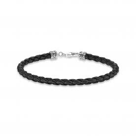 Thomas Sabo Fonott fekete bőr karkötő 