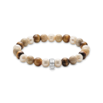 Thomas Sabo Jáspis gyöngy és tigrisszem gumis karkötő charm tartóval 