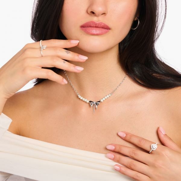Thomas Sabo Kedves romantika gyöngyös ezüst nyaklánc KE2295-167-11-L45v